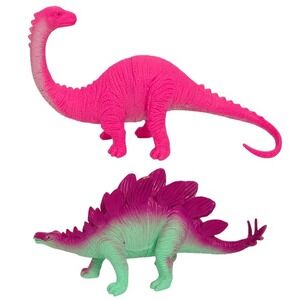 Ankyo Brontosaurus & Stegosaurus‎ Pink Purple Dinosaur Toy Action Figure Set